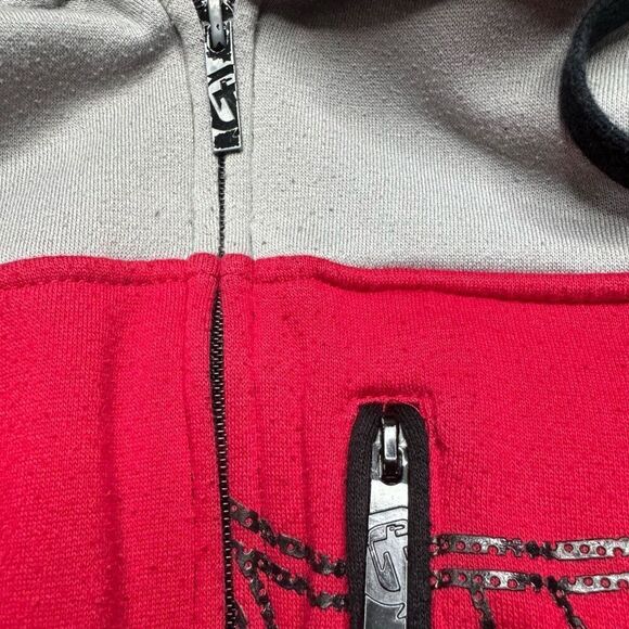Vintage Tapout Full Zip Hoodie Mens M Red Black Y2K MMA - Picture 12 of 12